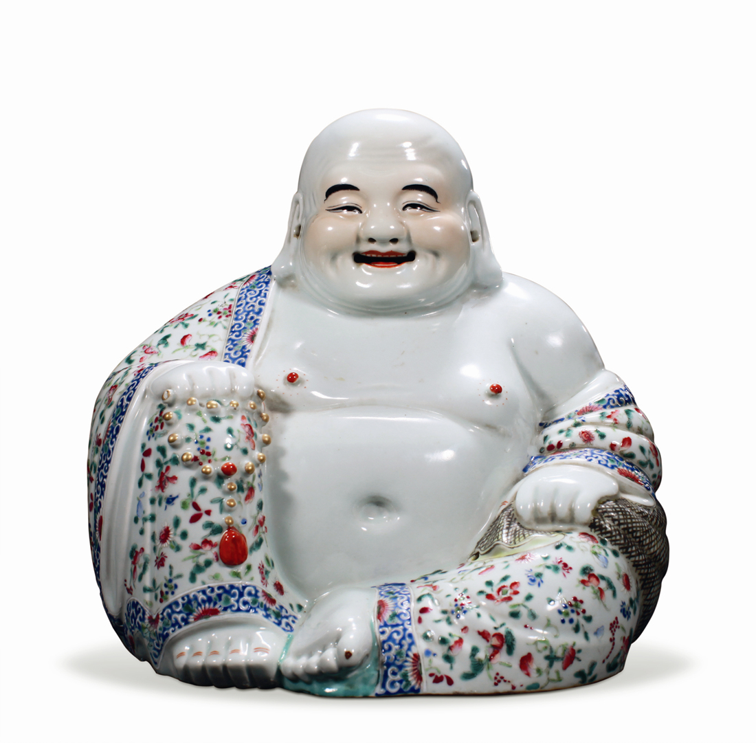 置物 弥勒佛 粉彩人物